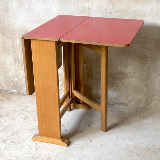 Image 1 of Vintage 1980s red Formica folding table