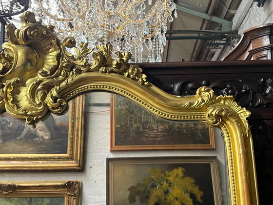 Miroir hauteur 214 cm, cheminée style Louis XV., Bois (photo 6 sur 17)