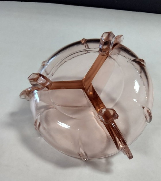 Image 1 of bomboniera vintage in vetro rosa a 3 scomparti