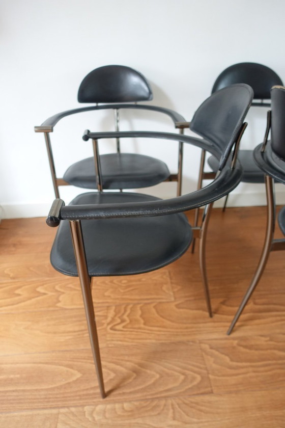 Image 1 of Ensemble de quatre (4) chaises de salle à manger « Stiletto » Arrben Italie années 1980