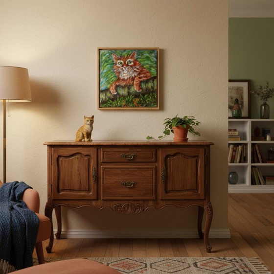 Image 1 of Orange Cat Painting by the Dutch artist Irene van Genderen-van de Wilt