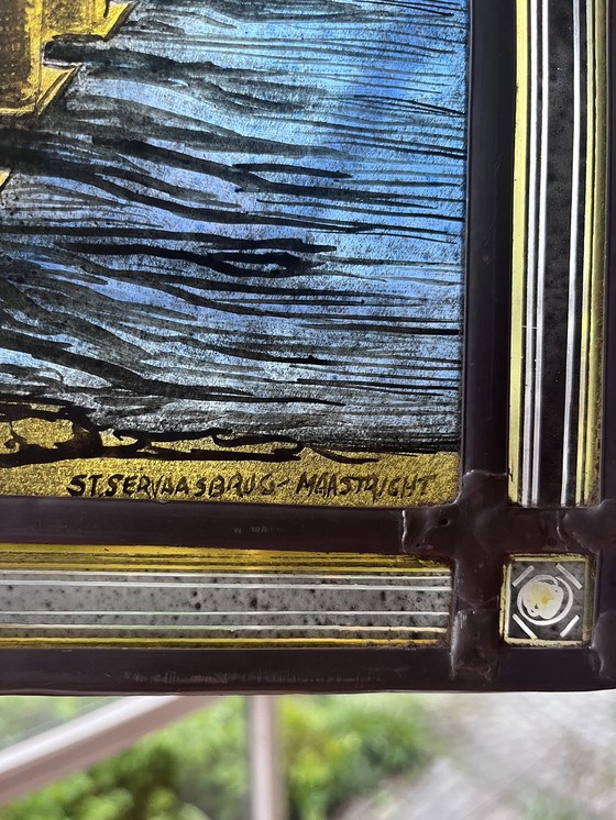 Image 1 of Vetrata al piombo con immagine di Maastricht