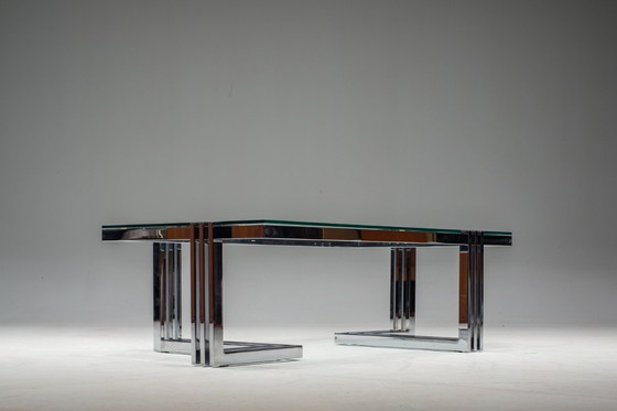 Image 1 of Vintage salontafel in chroom en glas, jaren 1960