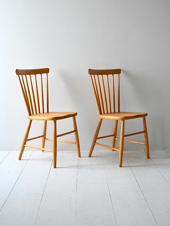 Image 1 of Paar skandinavische Pinstolar-Stühle aus der Mid-Century-Zeit