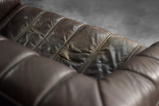 Image 1 of Vintage Mid-Century Danish Modern Brown Leather 2-Seater Sofa, 1970s