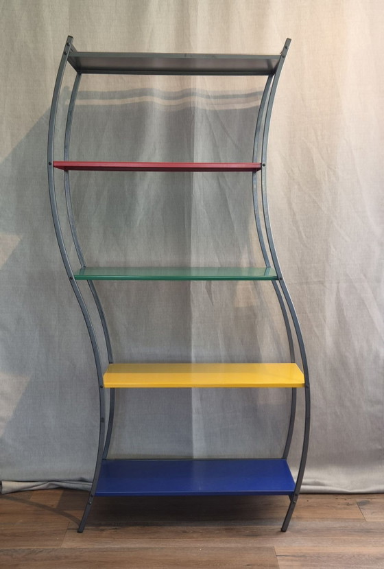 Set of Two Vintage Memphis-Style Bookcases – Memphis Style, Metal (photo 6 of 11)
