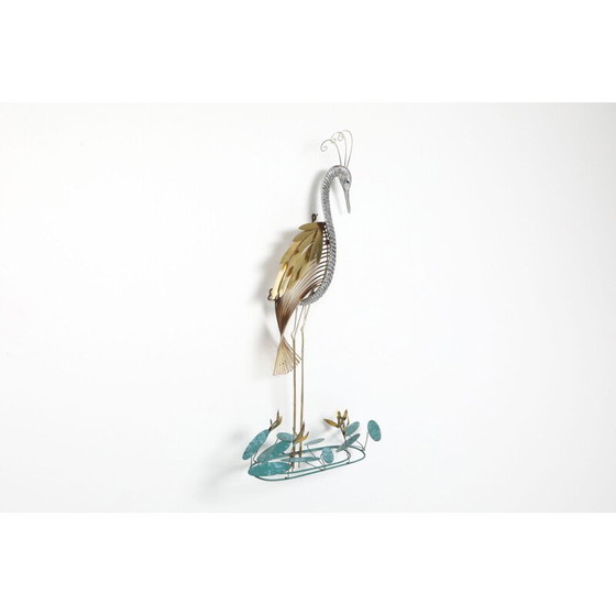 Image 1 of Vintage wall mounted "Heron" sculpture by Curtis Jere 1988