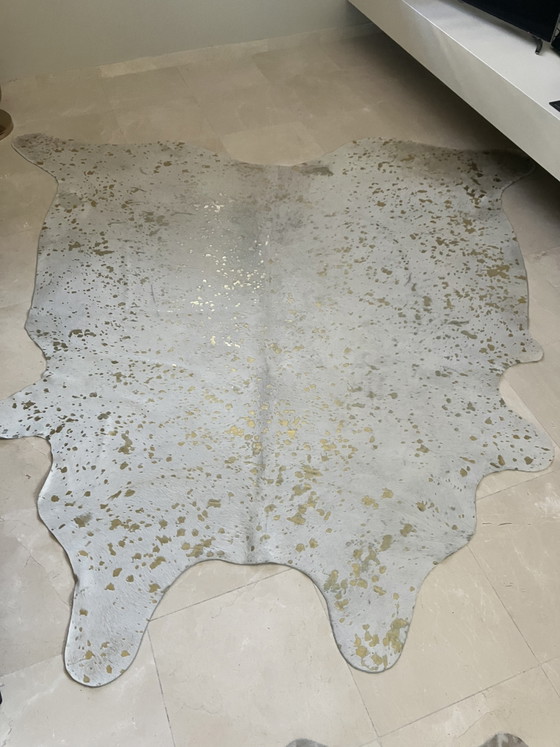 Image 1 of Koeienhuid vloerkleed goud/beige