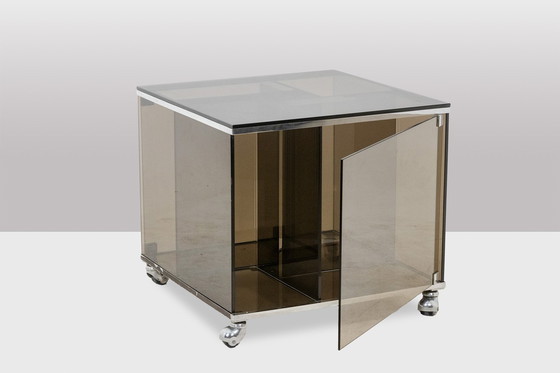 Image 1 of Jansen House. Mobile per dischi in vinile con vetro fumé. Anni '70.