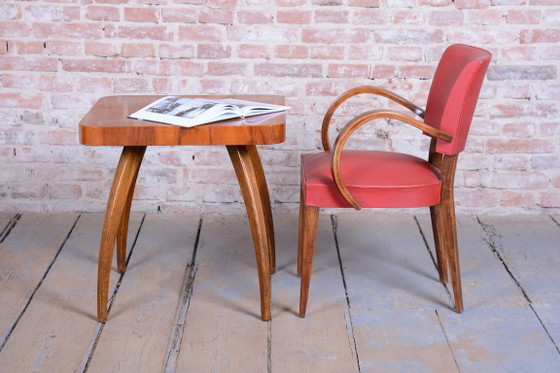 Restored Art Deco Armchair, by Jules Leleu, Beech, Revived Polish, France, 1930s – Wood, Skai (photo 5 of 14)