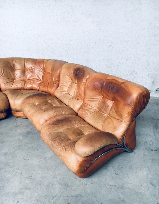 Image 1 of Midcentury Modern Italian Design 'COROLLA' Leather Sectional Sofa by I.P.E. Italy 1970's