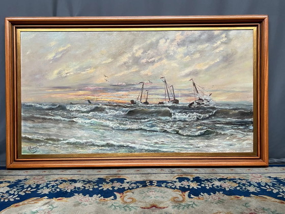 A. Claessens. Seascape. Large format. – Paintings & Drawings, Canvas (photo 2 of 14)