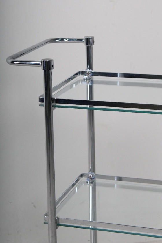 Image 1 of Carrello di servizio vintage, tavolino laterale, carrello, cromato