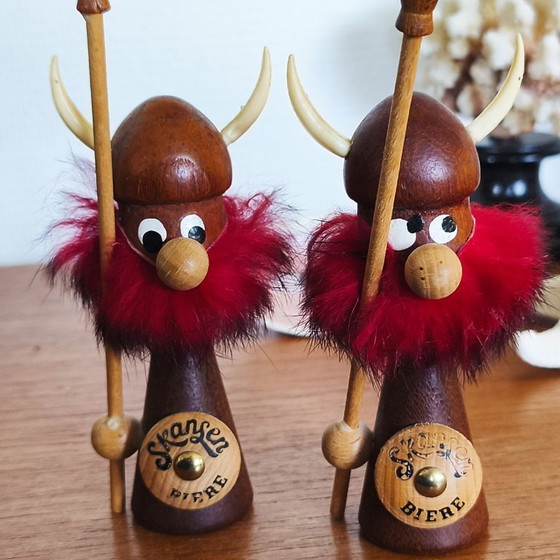 Image 1 of Figurines de vikings en teck par Sallingboe pour Skansen, Danemark, années 60