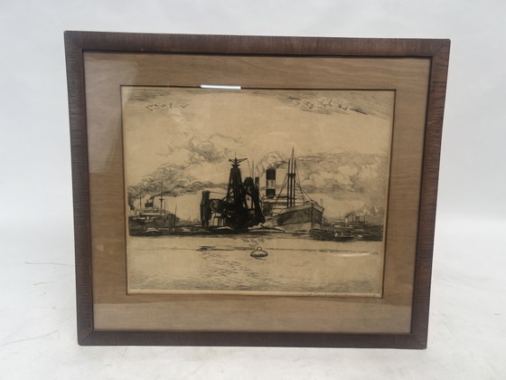 Image 1 of Pintura (10): grabado “Puerto de Rotterdam” - Antoon Derkzen van Angeren
