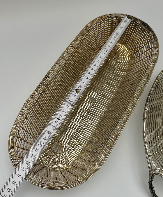 Image 1 of 2 cestini vintage in metallo, delicatamente intrecciati a mano