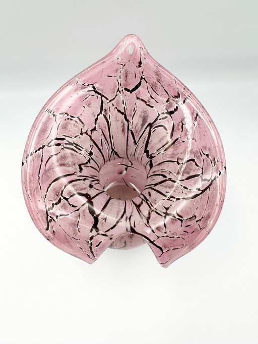 Murano style mouth blown glass vase