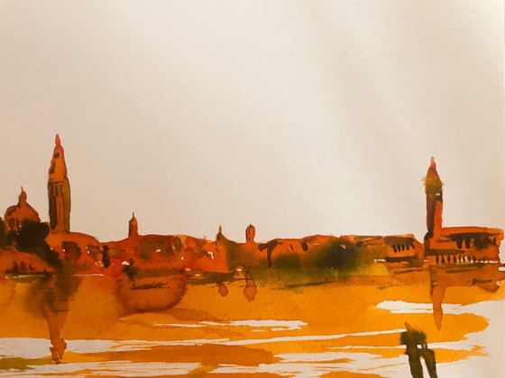 Cuadro Firmado: Paisaje Italiano al Amanecer 'Amanecer sobre Venecia' – Arte, Paper (photo 8 of 11)