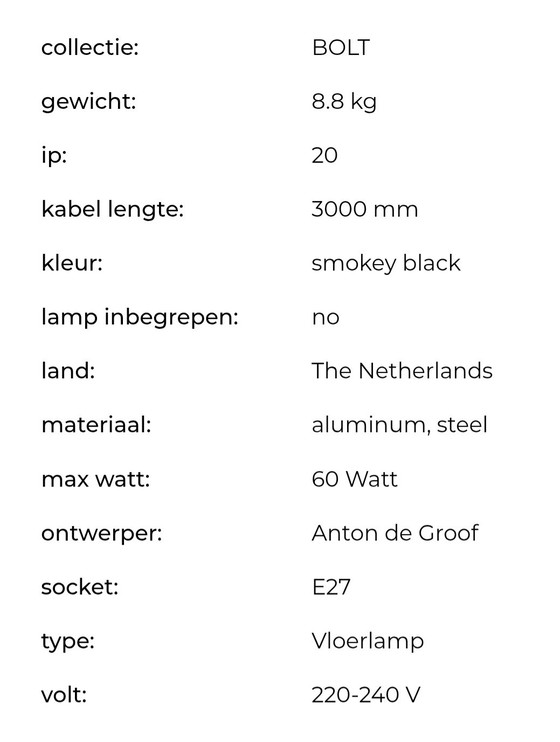 Image 1 of Vloerlamp Tonone Bolt 2arm Floor in Ash Grey