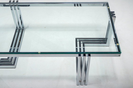 Image 1 of Vintage salontafel in chroom en glas, jaren 1960