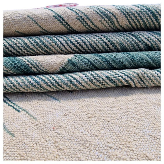 Handgeweven modern groen ikat kilim tapijt | Platgeweven | Hedendaags | 246 × 171 cm (97 × 67 inch) (photo 11 of 11)
