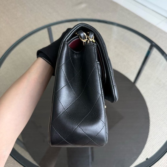 Image 1 of Chanel Classic Flap Jumbo - 30CM Quilted Lambskin Double Flap Black Gold Hardware
