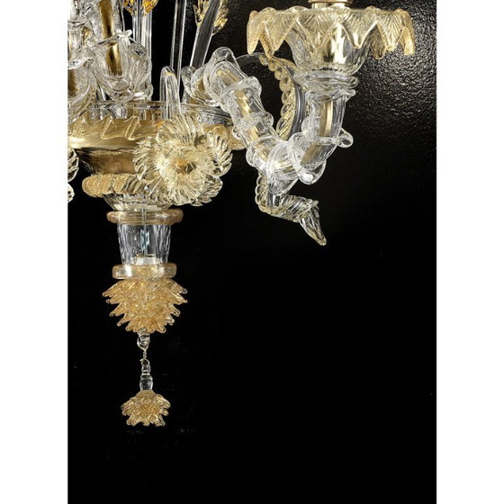 Image 1 of Luxury Italian "Ca' Rezzonico" with Gold Flowers and Leaves Murano Glass