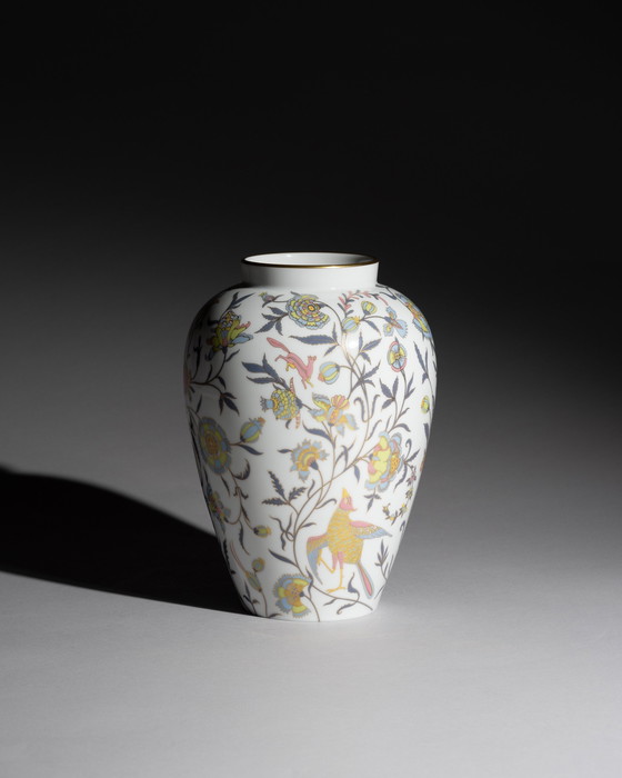 Image 1 of Rosenthal Classic Rose Vase & Matching Decorated Plate Multicolour Flora & Gold 