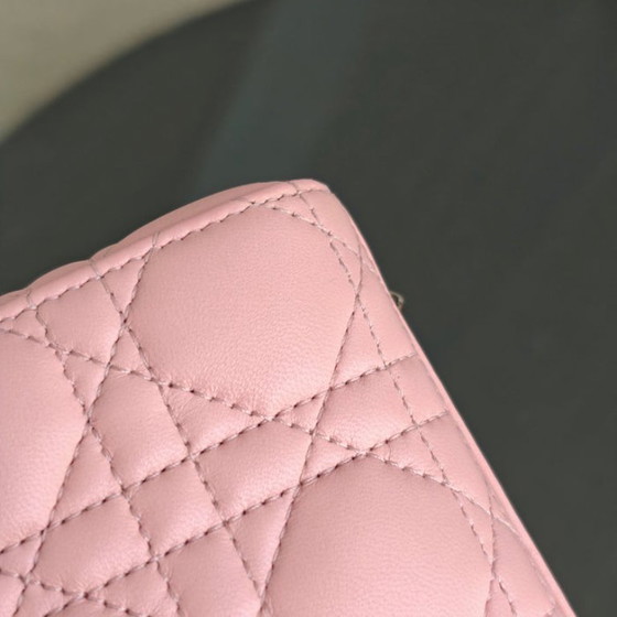 Image 1 of Borsa Dior Lady Small ABC Flap - Pelle di agnello Cannage rosa chiaro con finiture dorate MyABC