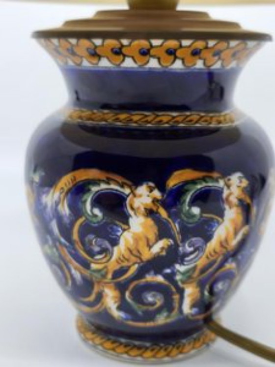 Image 1 of Lampe Manufacture de Gien Dekor Renaissance Frankreich Vintage