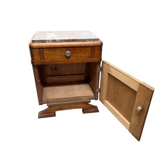Image 1 of Frans Art Deco nachtkastje Venesta Mordex met marmeren blad