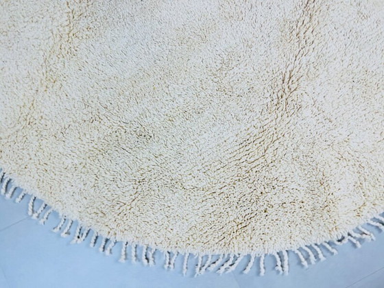 Image 1 of Round Beni ourain rug, Authentic Moroccan rug, Yellow and White Rug, Genuine Wool rug, Handmade rug 200cm