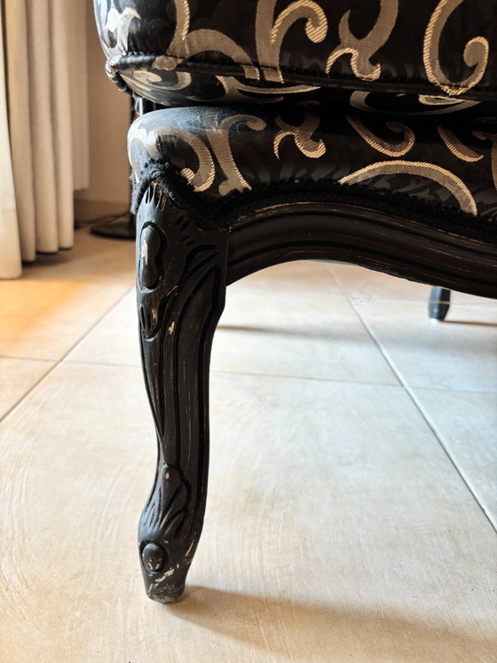 Eugenia Manetti 1935 Classic Carved Armchair – Damask Fabric – Excellent Condition / Eugenia Manetti 1935 (photo 7 of 7)