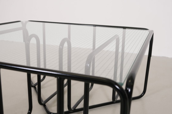 Image 1 of Vintage black tubular frame coffee table