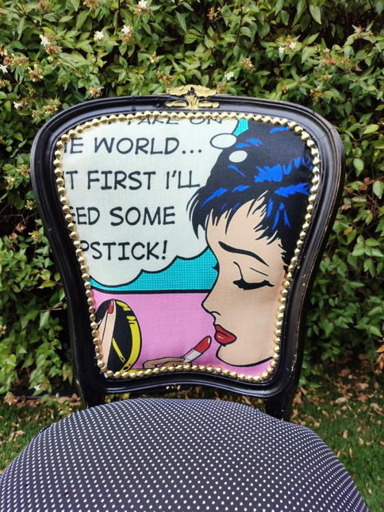Sedia Vintage Restaurata stile Pop Art – SecondChanceWoodpallets, Sedie da pranzo, Legno (photo 3 of 6)