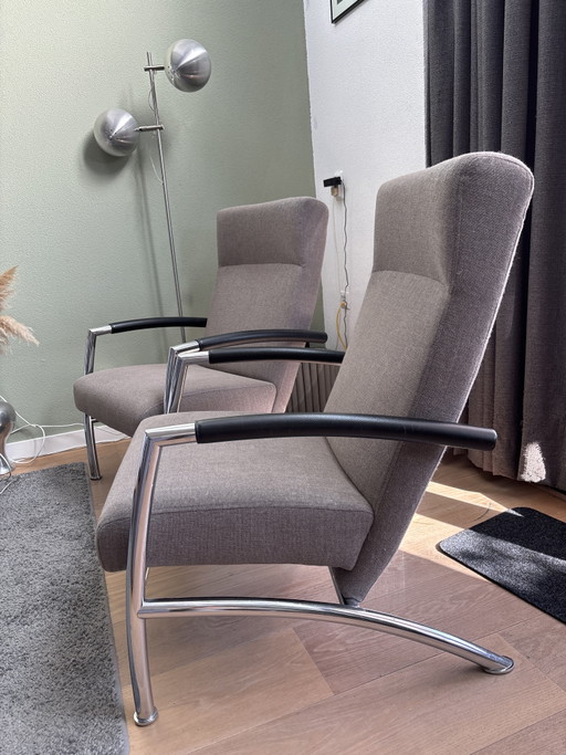2 wunderschöne Leolux-Schraubenstühle – fauteuils, Metal, Textile (photo 2 of 5)