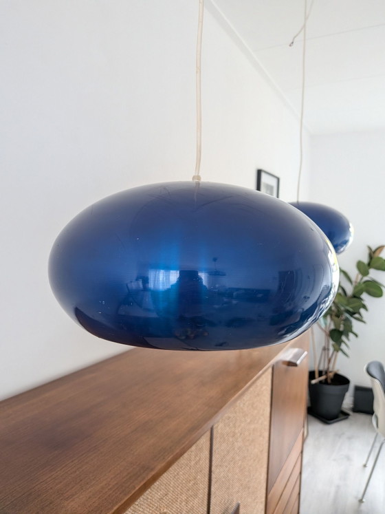 Jo Hammerborg Medio pendant lights for by Fog & Mørup in 1966, Pendant lamps, Aluminium, Blue (photo 10 of 13)