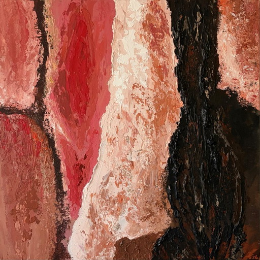 Pine I – Abstract expressionist painting inspired by tree bark | 50x50 cm