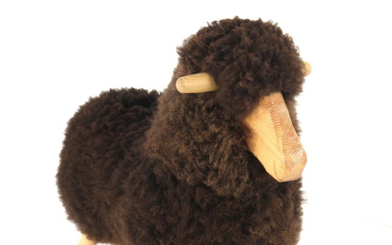 Image 1 of Pvol Kjer mouton à bascule danois vintage en véritable laine de mouton