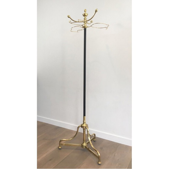 Image 1 of Vintage brass and black lacquered metal coat and hat rack, 1900