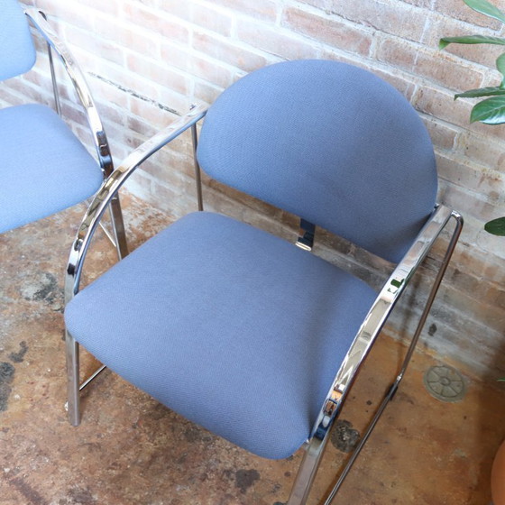 Image 1 of Vintage postmodern armchairs chrome blue lilac