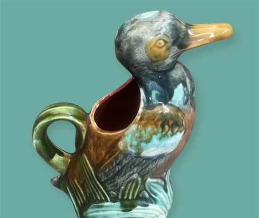 Français Majolique Canard Carafe Frie Onnaing France Art Nouveau – glazen karaffen, Ceramic (photo 2 of 5)