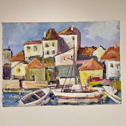 Jozsef BANFI (1936-) Oil Painting on Cardboard | Dubrovnik, Croatia | Signed by Bánfi | Famous Hungarian Painter | 23x33cm