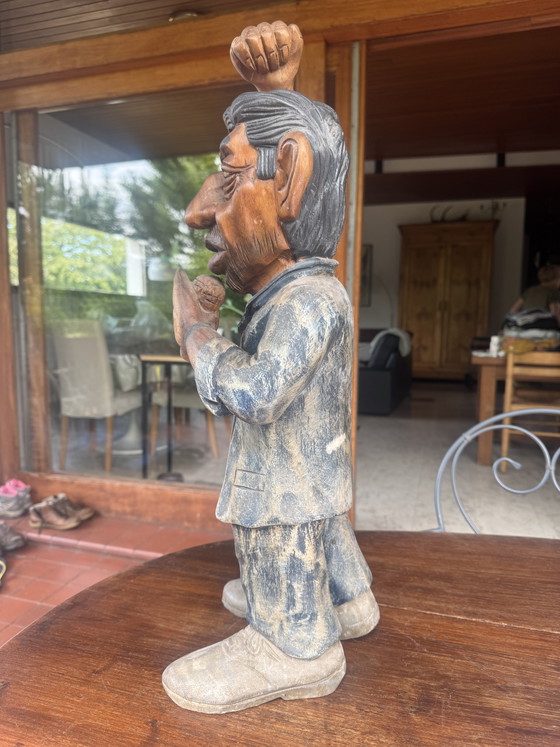 Sculpture de Serge Gainsbourg en Bois Sculpté – Pièce Unique – 63 cm – Objets déco, Wood (photo 4 of 9)