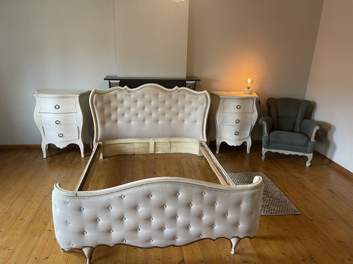 French Vintage Bed Frame + 2 Nightstands - Elegant & Unique