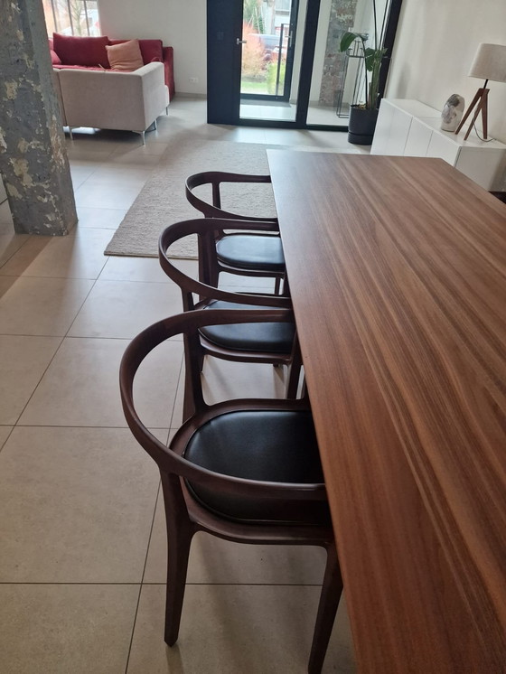 Image 1 of Walnut Chairs With Leather Seat, 6X