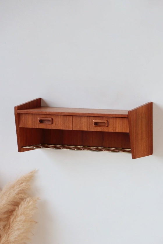Image 1 of Vintage Swedish teak wall console – 1950s design