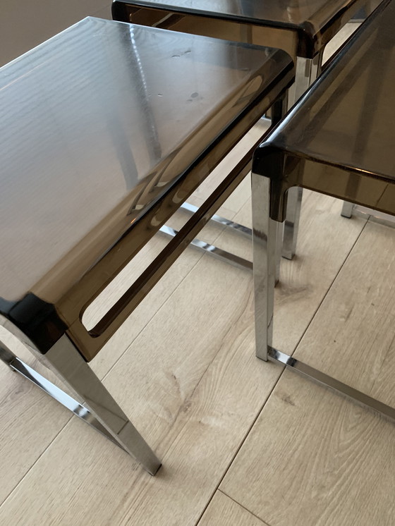 Image 1 of Tavolini Marc Berthier in plexiglass cromato vintage