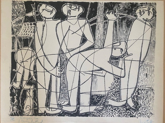 Marcel Notebaert - 8 dessins en noir et blanc de personnages et de scènes. – Peintures et dessins, Paper (photo 7 of 10)