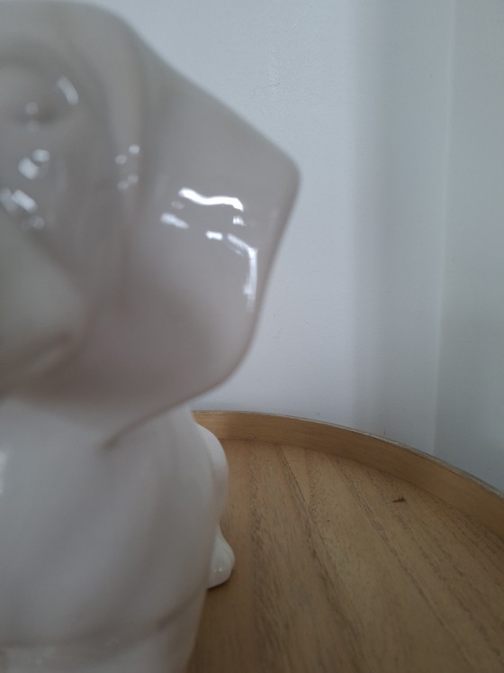 Image 1 of Vintage Italian Ceramic Dachshund – 1980s – White Glaze (22cm)